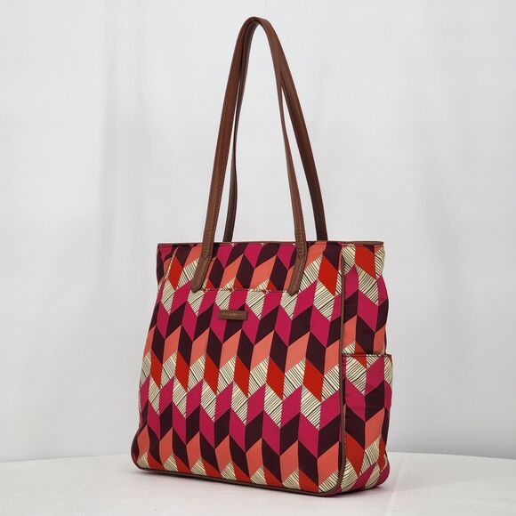 Vera Bradley 2016 Bohemian Chevron Preppy Poly Zip Top Tote Bag - Picture 2 of 12